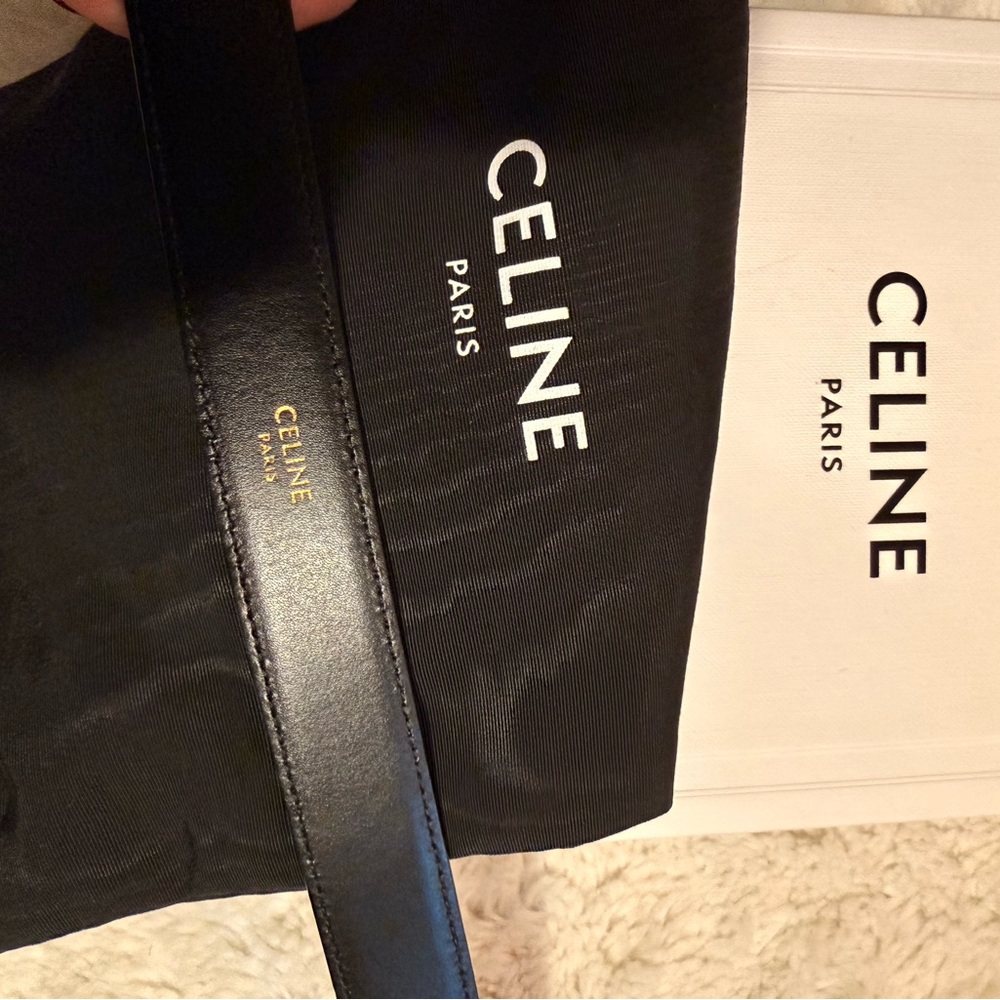Celine Black Leather Belt with Gold Accent - Picture 6 of 6